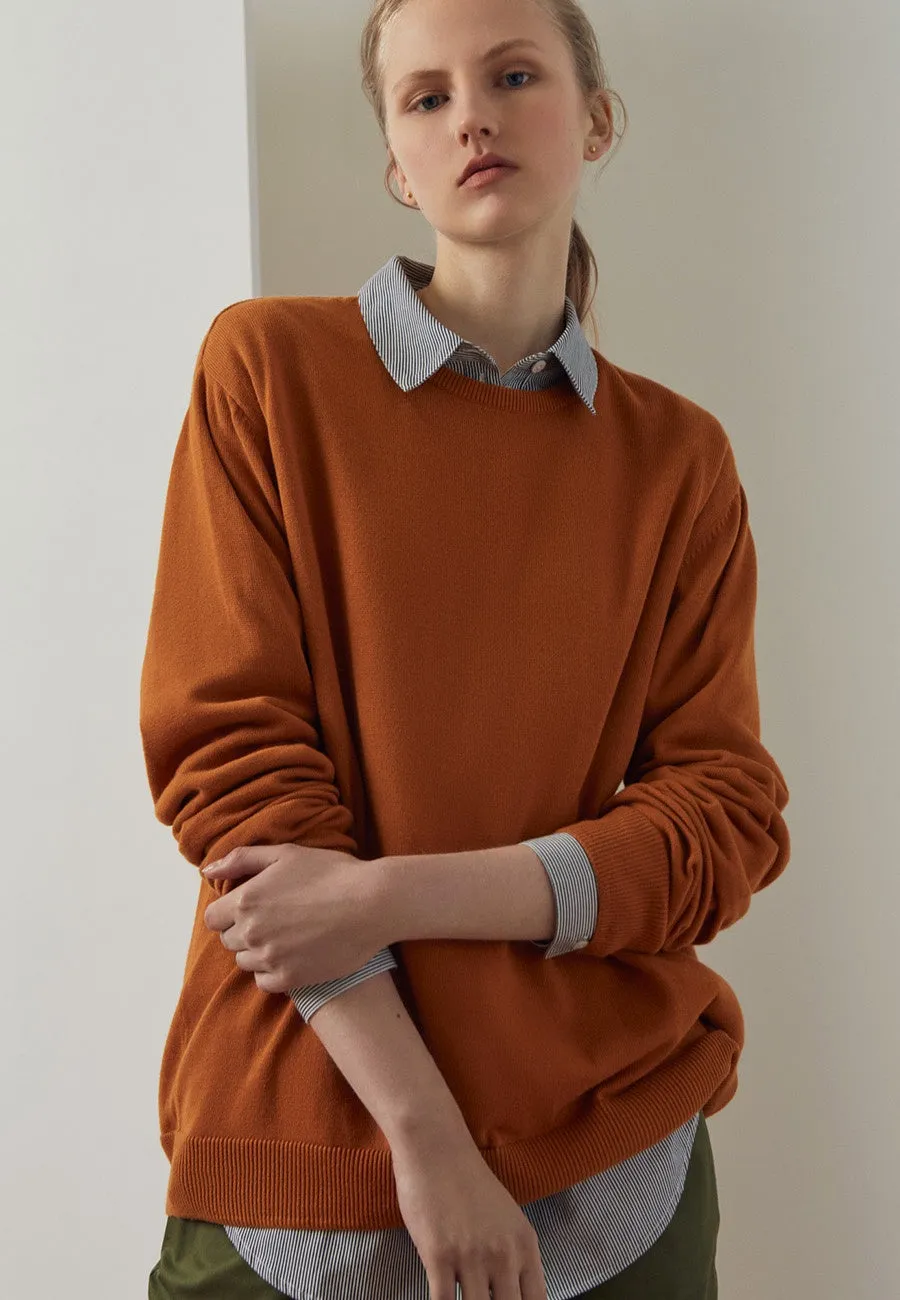 Knit Boyfriend Sweater - rust