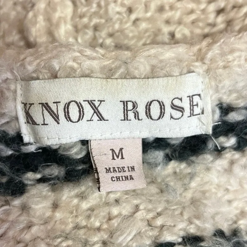 Knox Rose Multicolor Striped Long Sleeve Hooded Open Front Cardigan Sweater Sz M