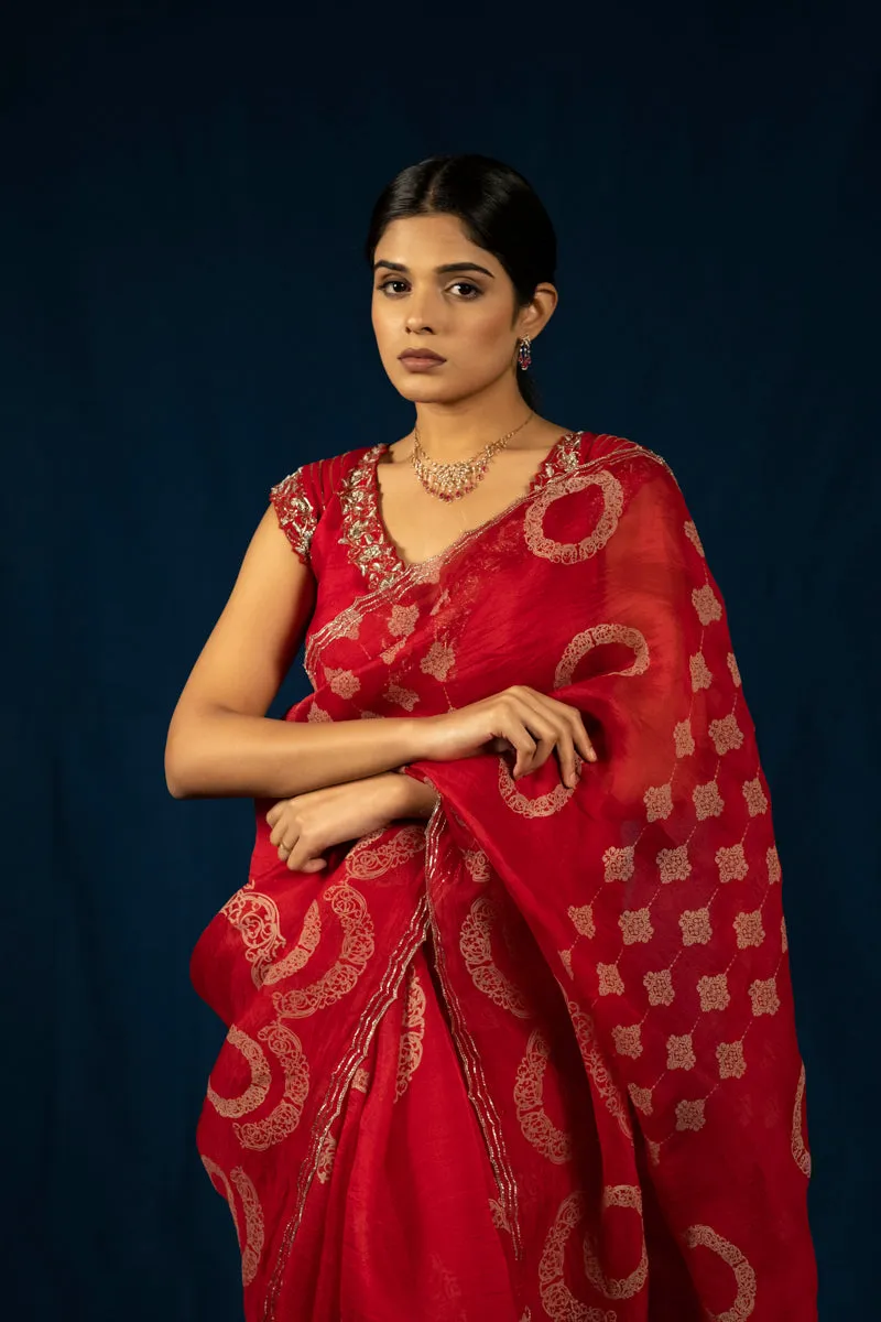 Laya Saree Scarlet