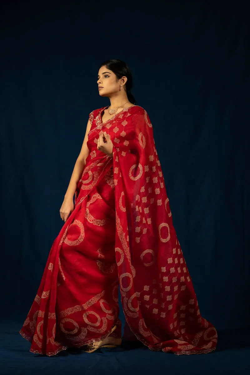 Laya Saree Scarlet