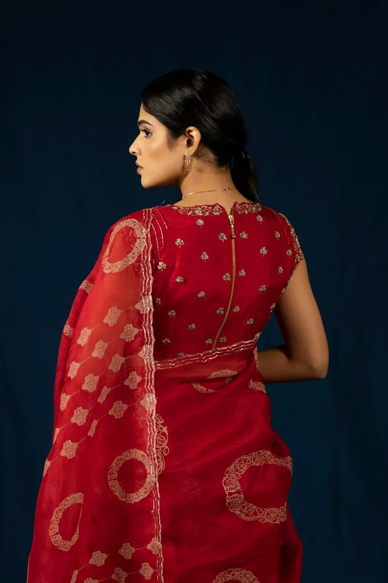 Laya Saree Scarlet