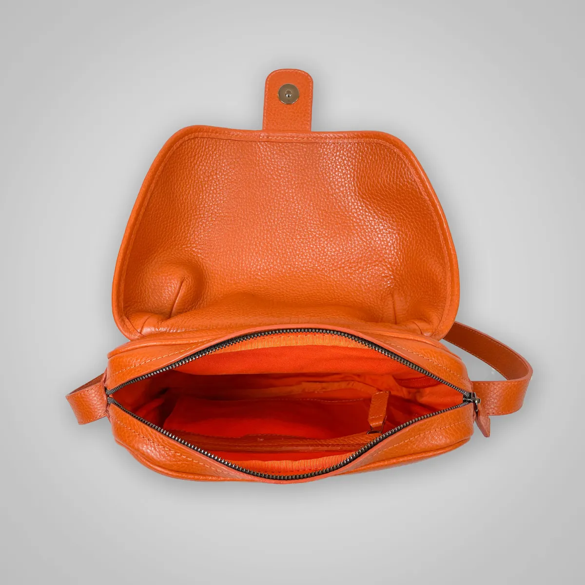 LEATHER CROSS BODY BAG ORANGE