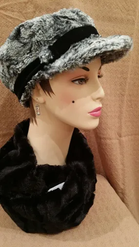 Licorice Faux Fur Hat Button Luxury Swirl Valerie