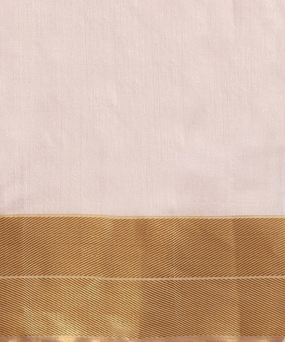 Light Mauve Handloom Pure Silk Chanderi Saree With Zari And Meenakari Floral Boota And Zari Border