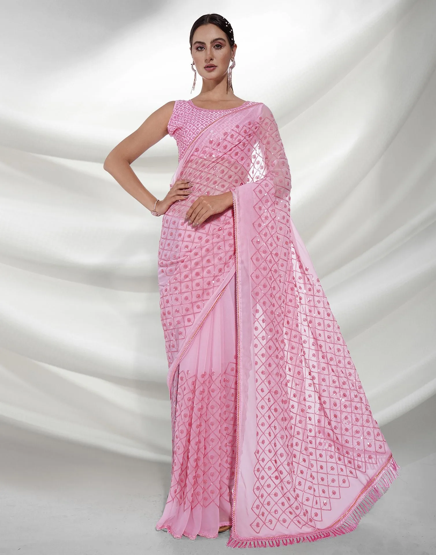 Light Pink Sequence Saree