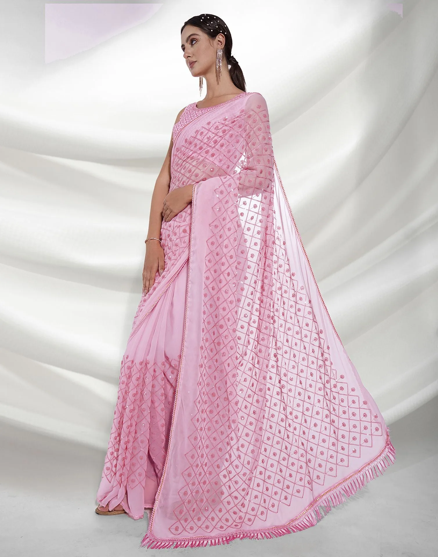 Light Pink Sequence Saree