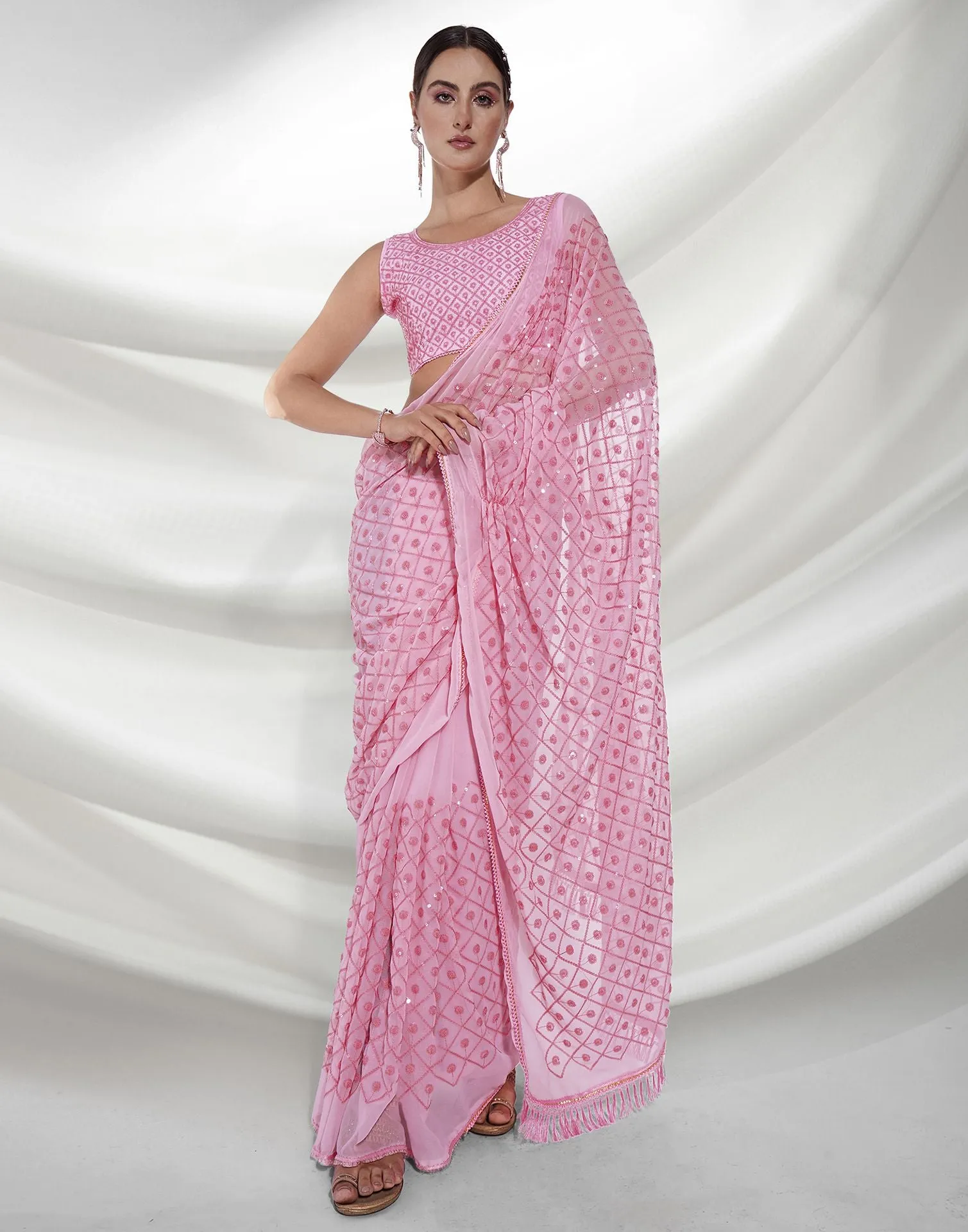 Light Pink Sequence Saree