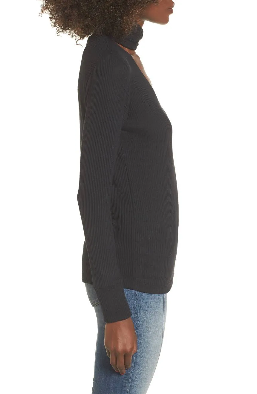 LNA Turtleneck Long Sleeve Tee with Laces