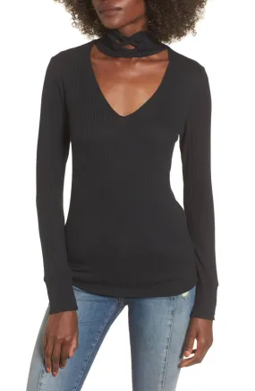 LNA Turtleneck Long Sleeve Tee with Laces