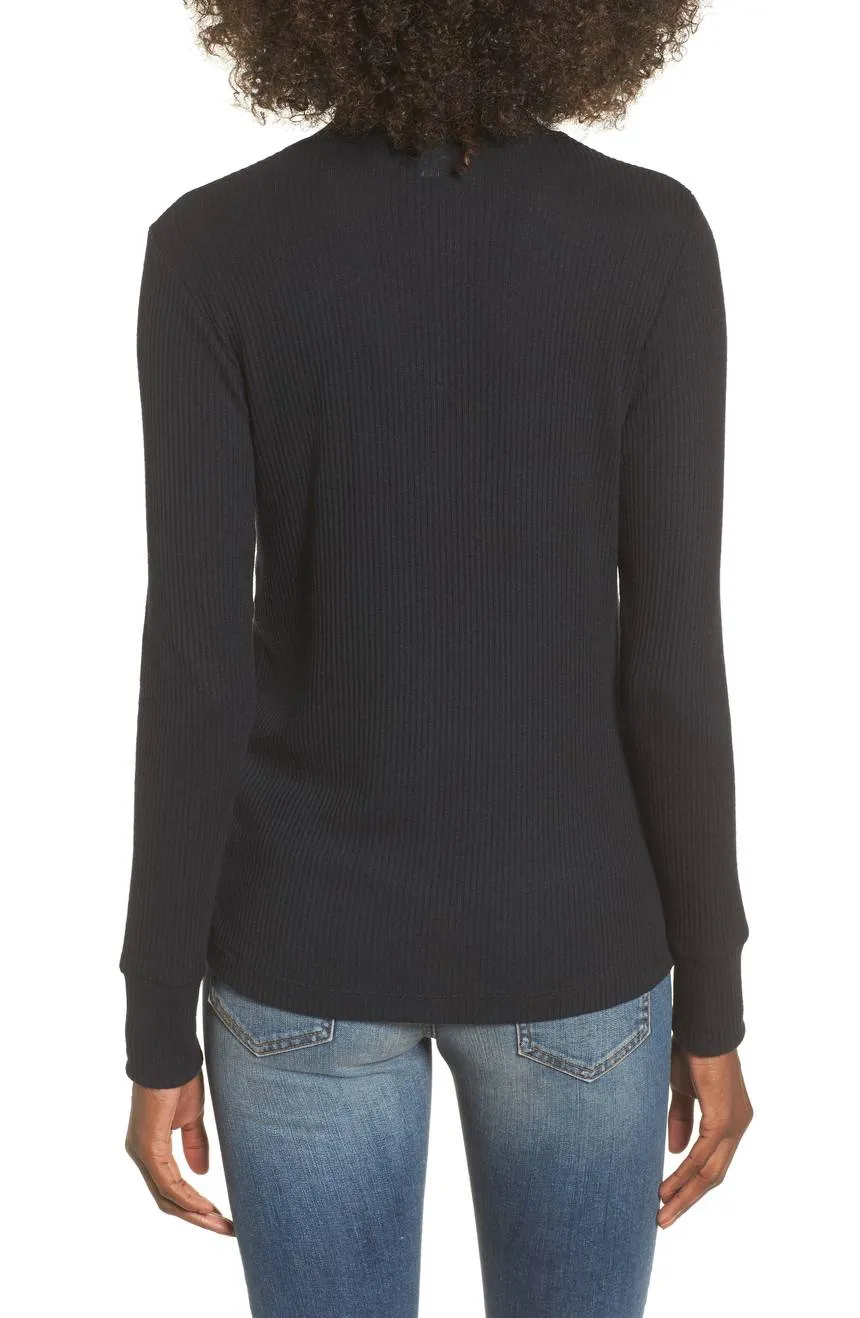 LNA Turtleneck Long Sleeve Tee with Laces