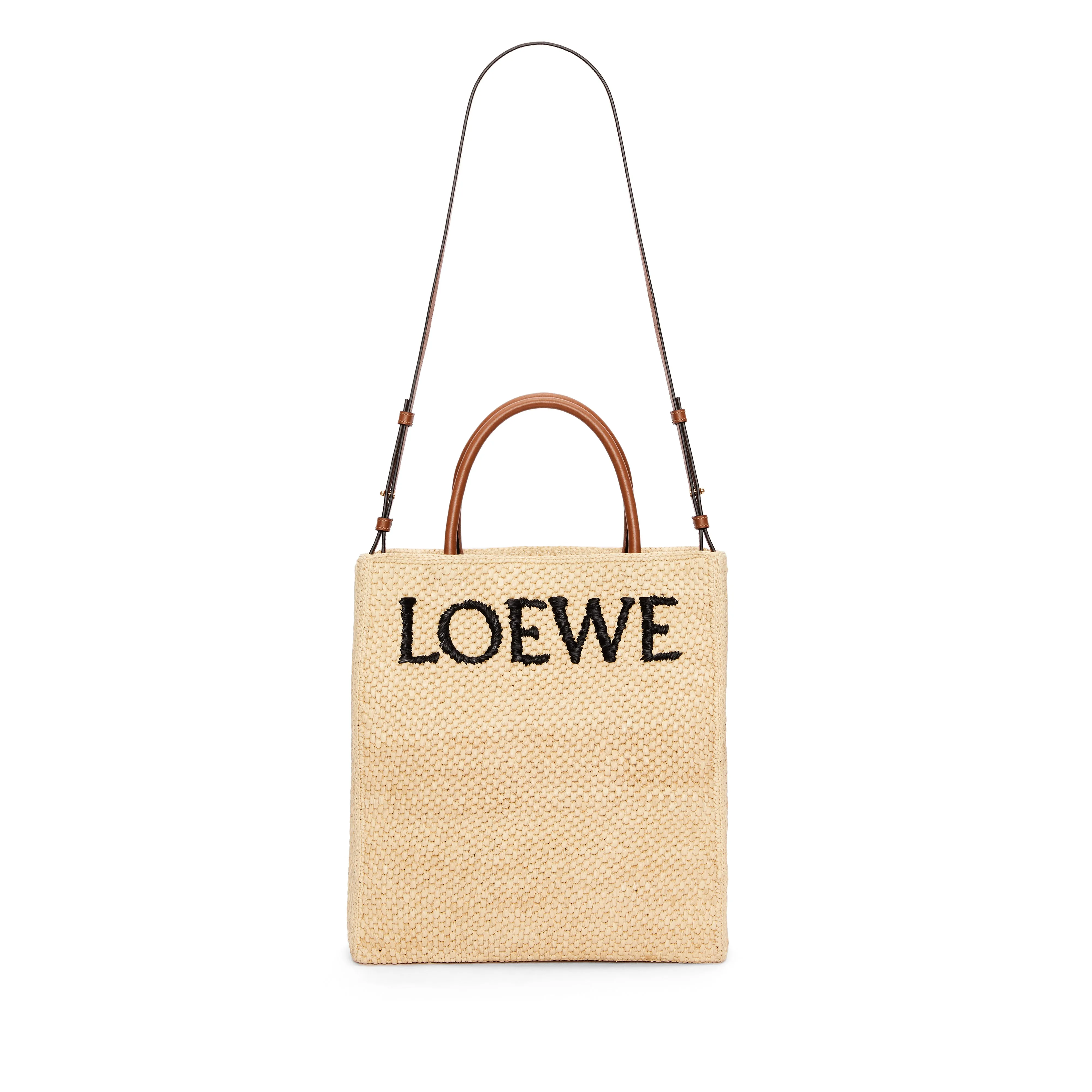 Loewe Women’s Small Raphia Tote Bag  Natural/Black