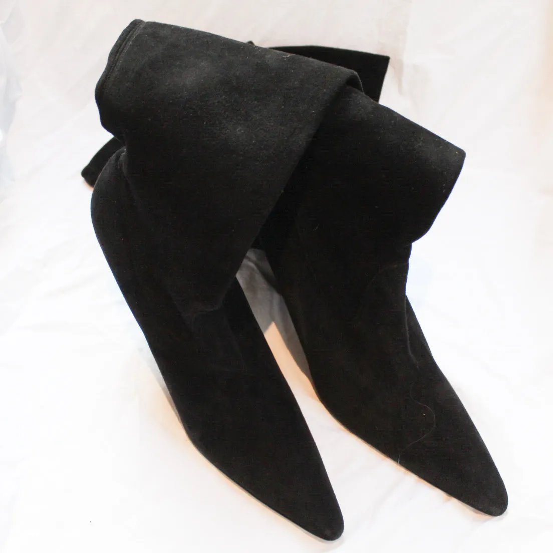 Manolo Blahnik Black Suede Pascalare Over The Knee Boots 42, 105mm Heel