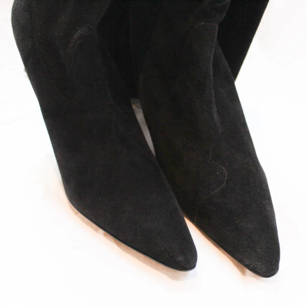 Manolo Blahnik Black Suede Pascalare Over The Knee Boots 42, 105mm Heel