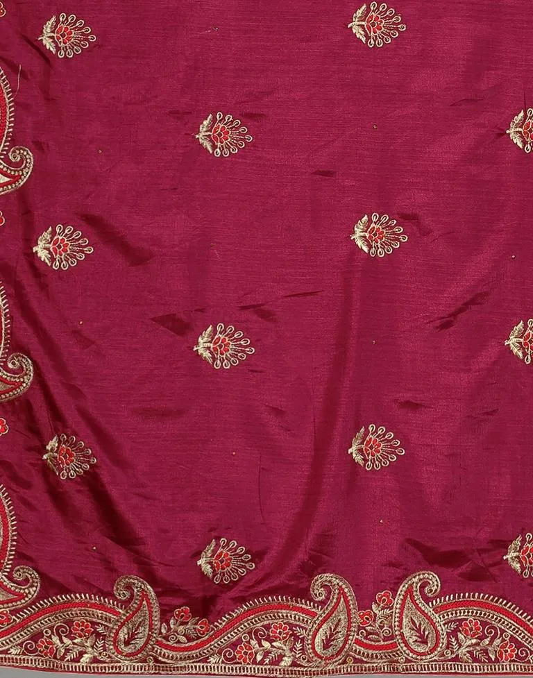 Maroon Embroidery Saree