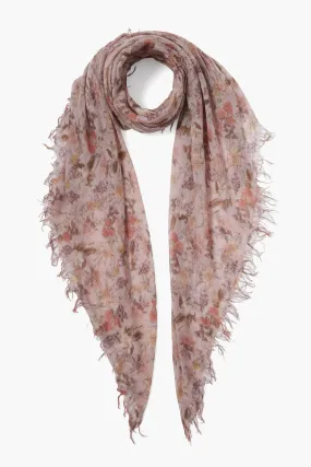 Mauve Floral Cashmere Silk Scarf