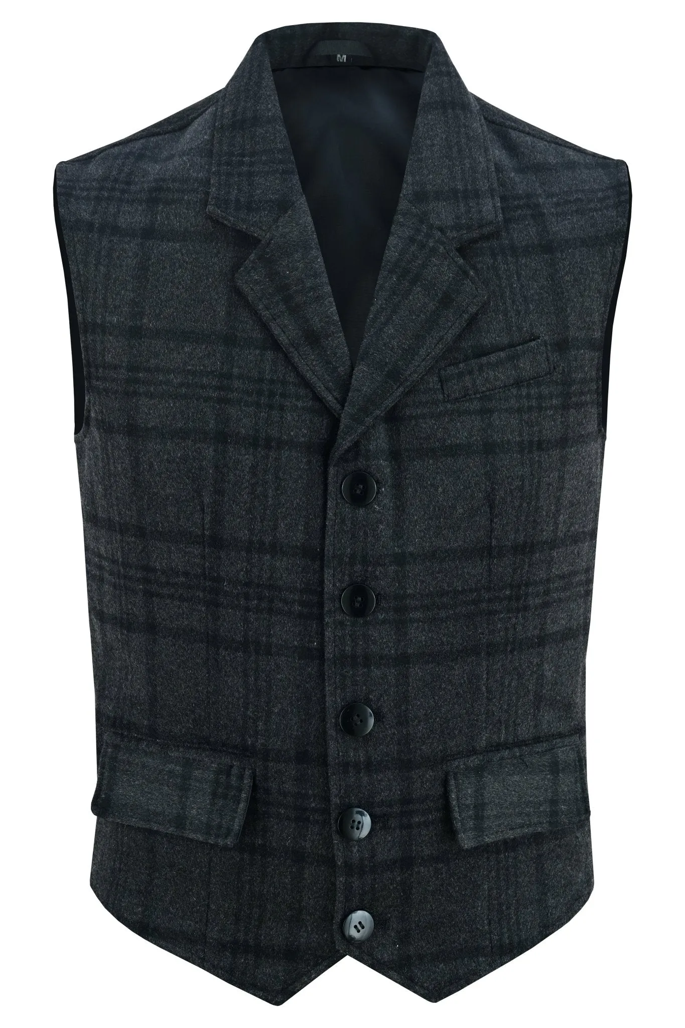 Mens Blazer Style Formal Check Suit Waistcoat Vest Tweed Wool