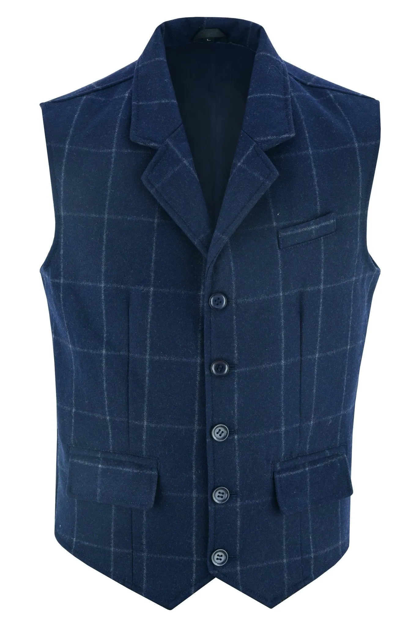 Mens Blazer Style Formal Check Suit Waistcoat Vest Tweed Wool