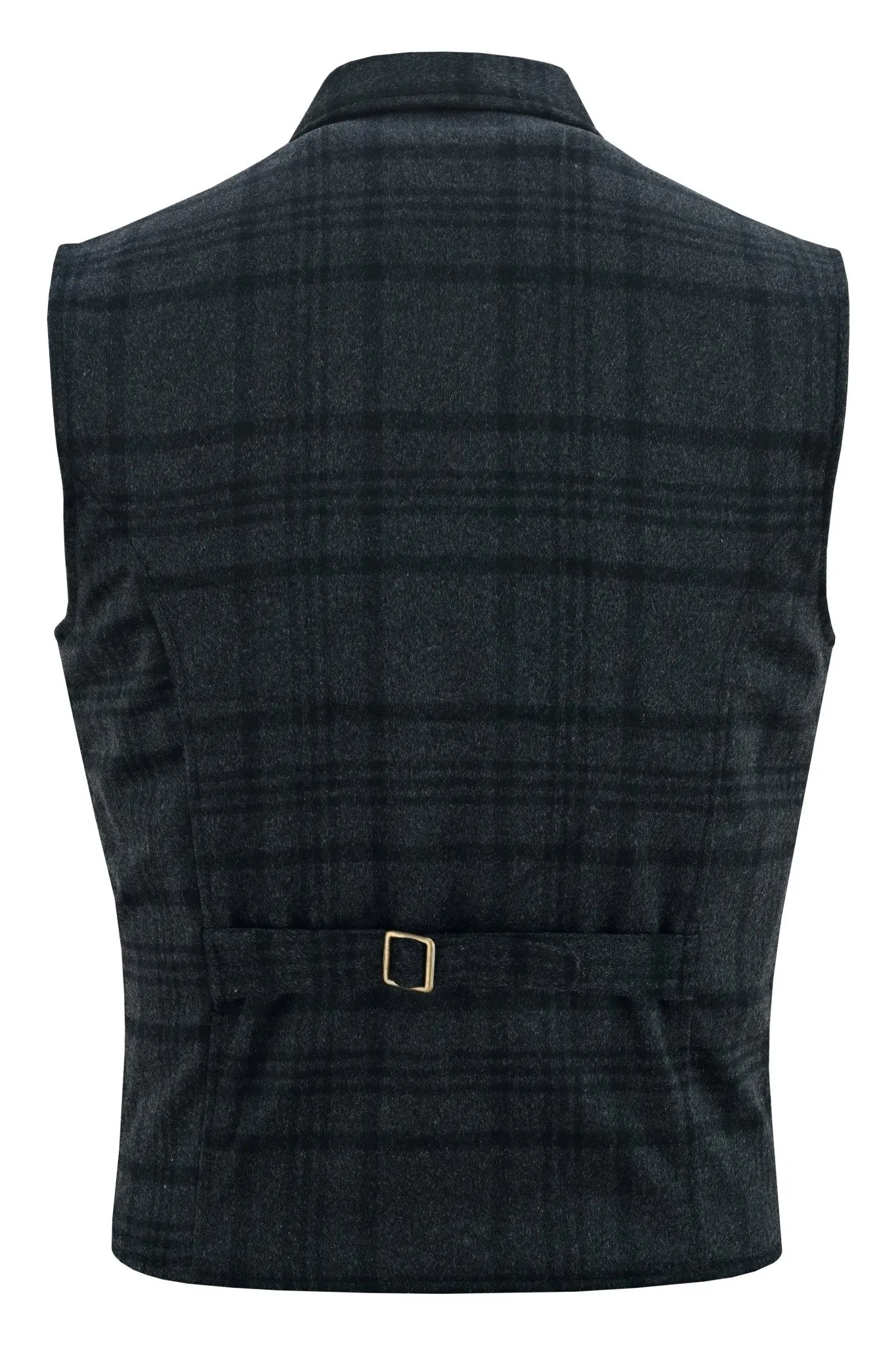 Mens Blazer Style Formal Check Suit Waistcoat Vest Tweed Wool