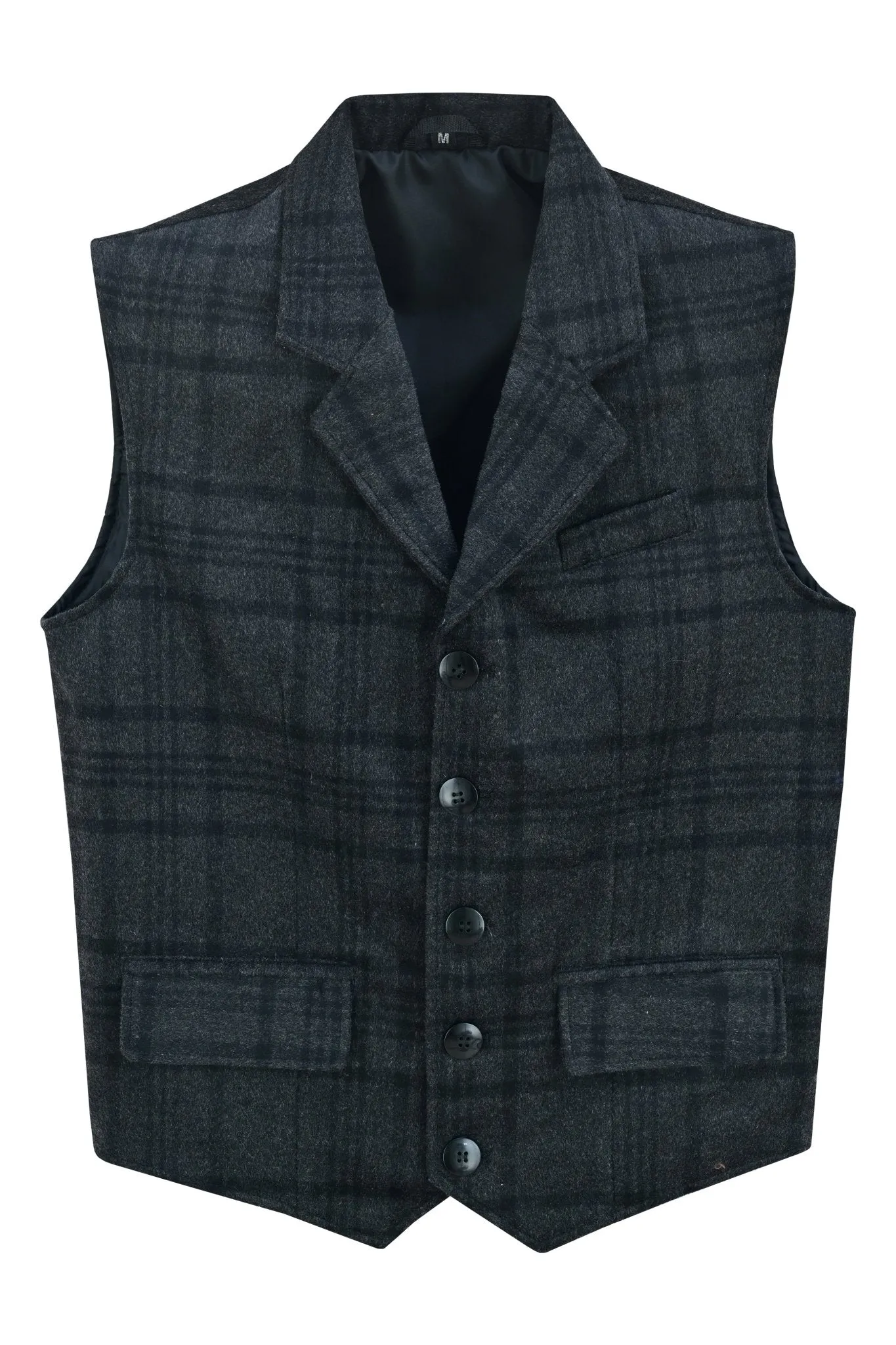 Mens Blazer Style Formal Check Suit Waistcoat Vest Tweed Wool