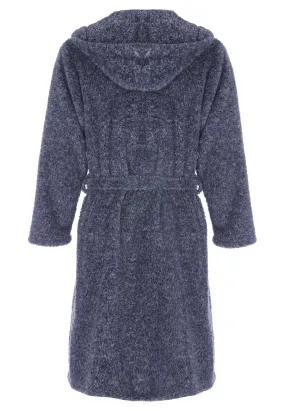 Mens Navy Sherpa Dressing Gown