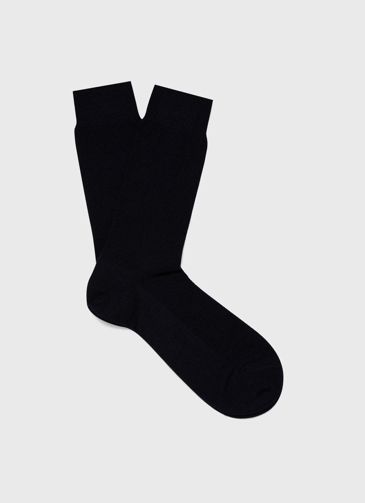 Merino Wool Waffle Socks for Men in Navy.