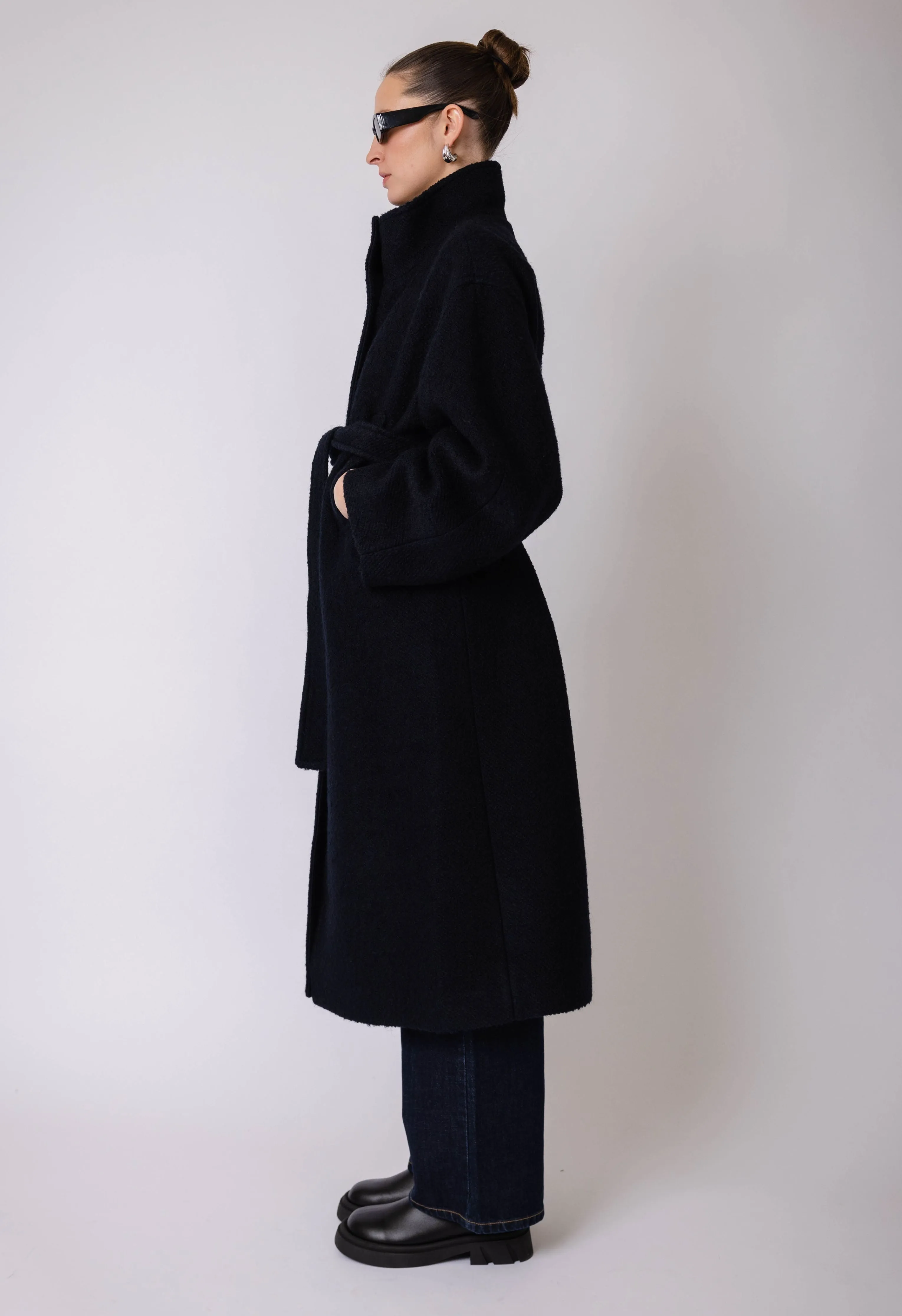 Midnight Collared Wool Trench