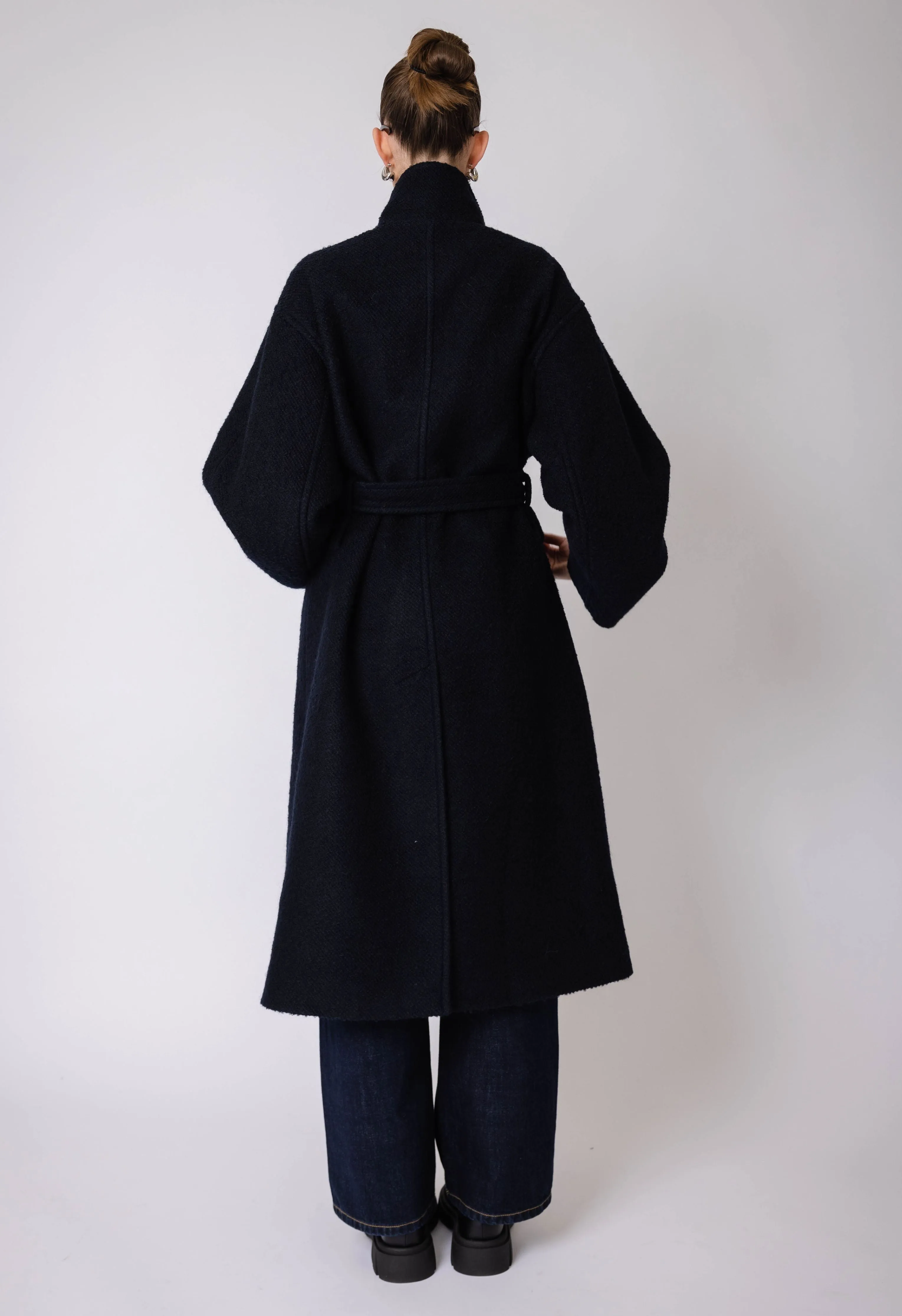 Midnight Collared Wool Trench