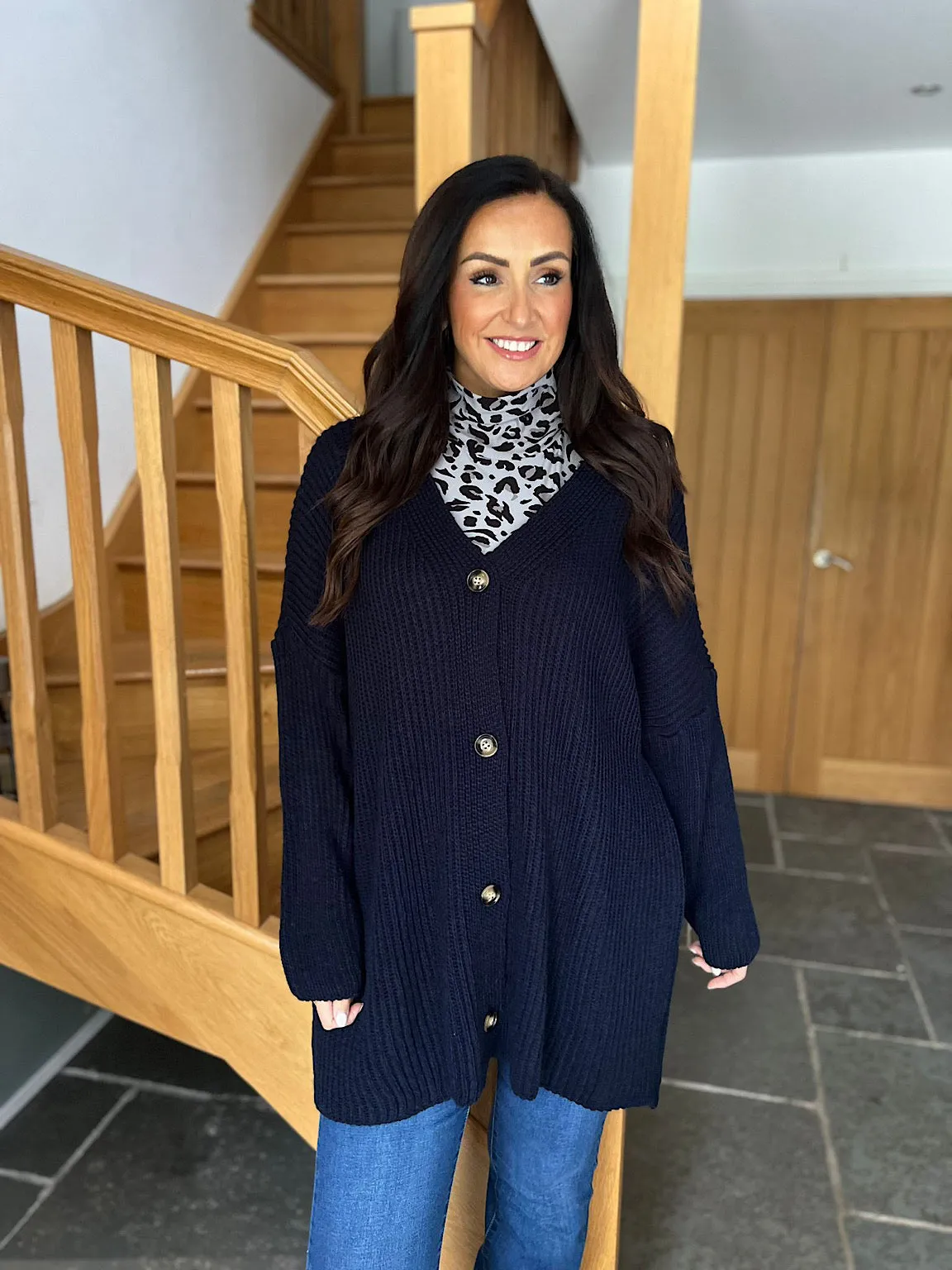 navy chunky knit button cardigan hazel - Shop now for navy chunky knit button cardigan hazel. Perfect for staying cozy and styli