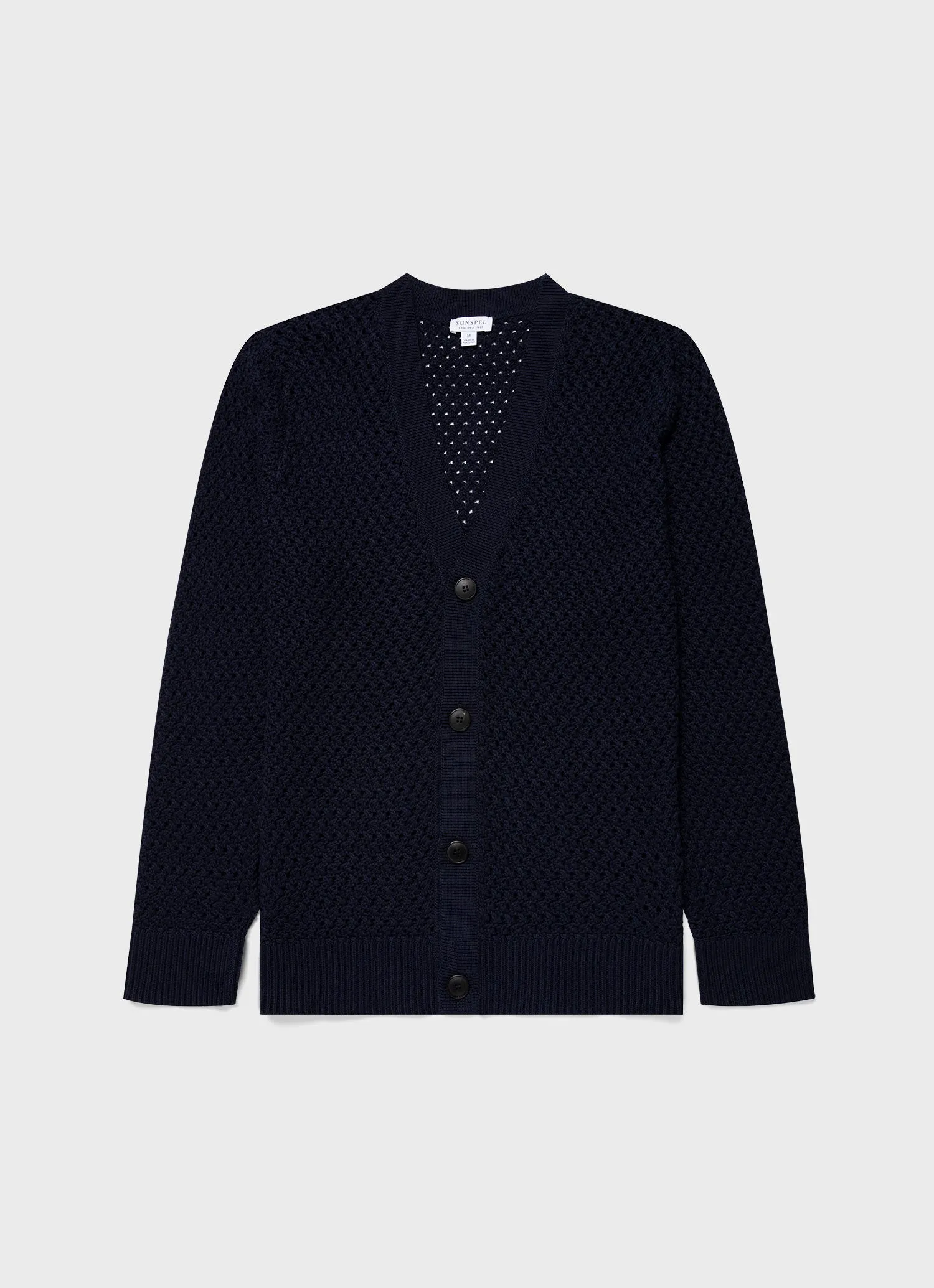 Navy Open Stitch Cardigan for Men