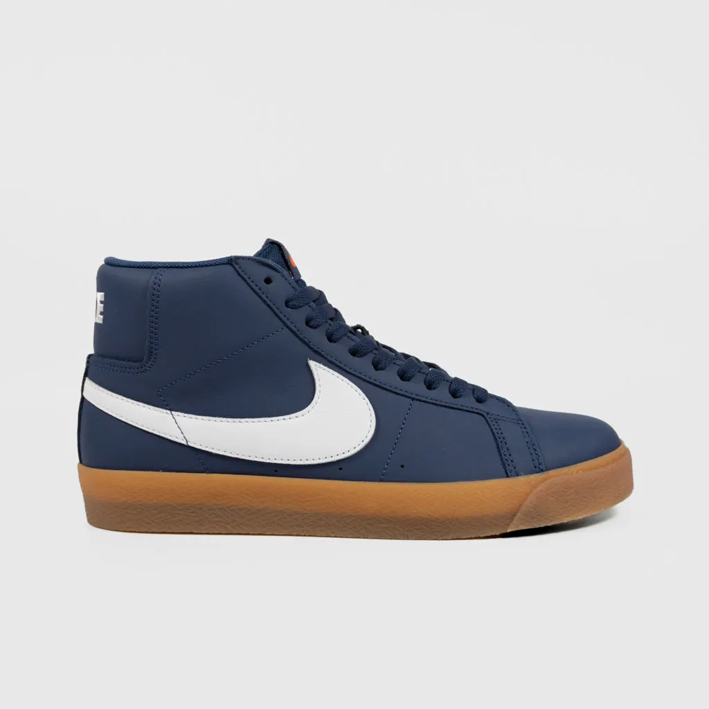 Nike SB - 'Orange Label' Blazer Mid Shoes - Navy / White - Navy - Gum Light Brown