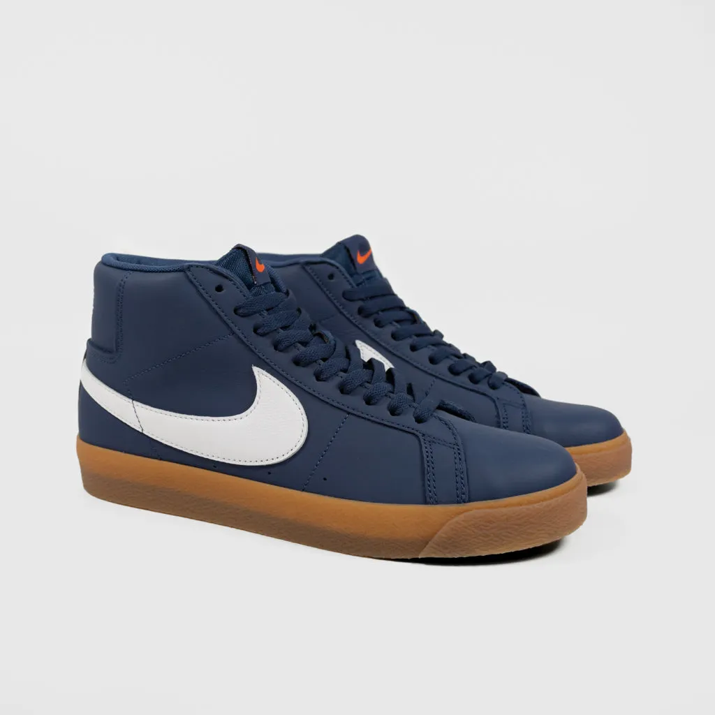 Nike SB - 'Orange Label' Blazer Mid Shoes - Navy / White - Navy - Gum Light Brown