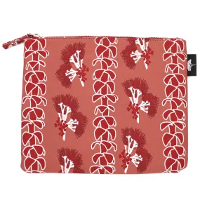 Ohia Flower Neoprene Pouch - Red, Water-Resistant