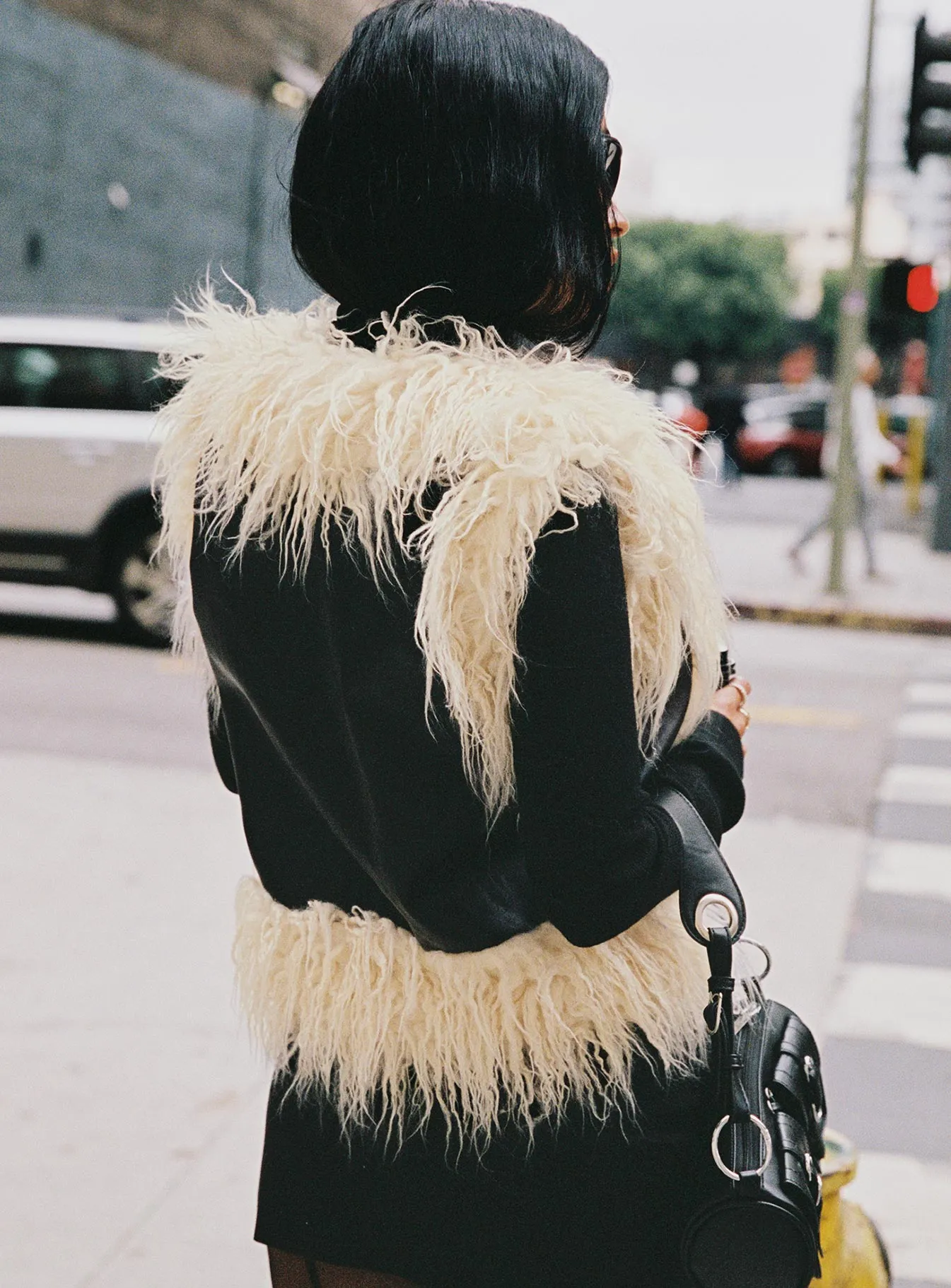 Out and About Shearling Vest Cream Black