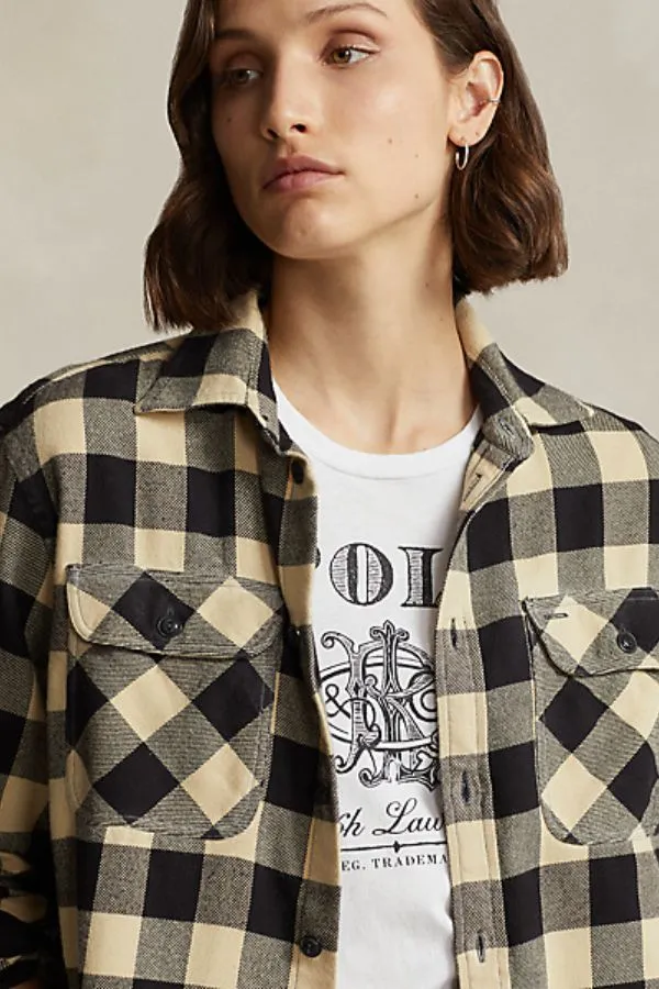 Oversized Plaid Cotton Utility Shirt - Shop Now