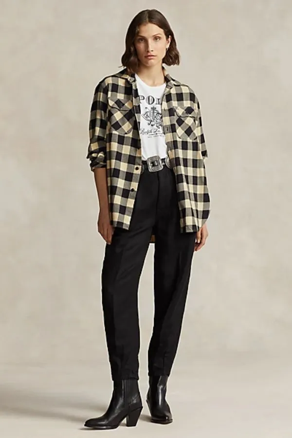 Oversized Plaid Cotton Utility Shirt - Shop Now