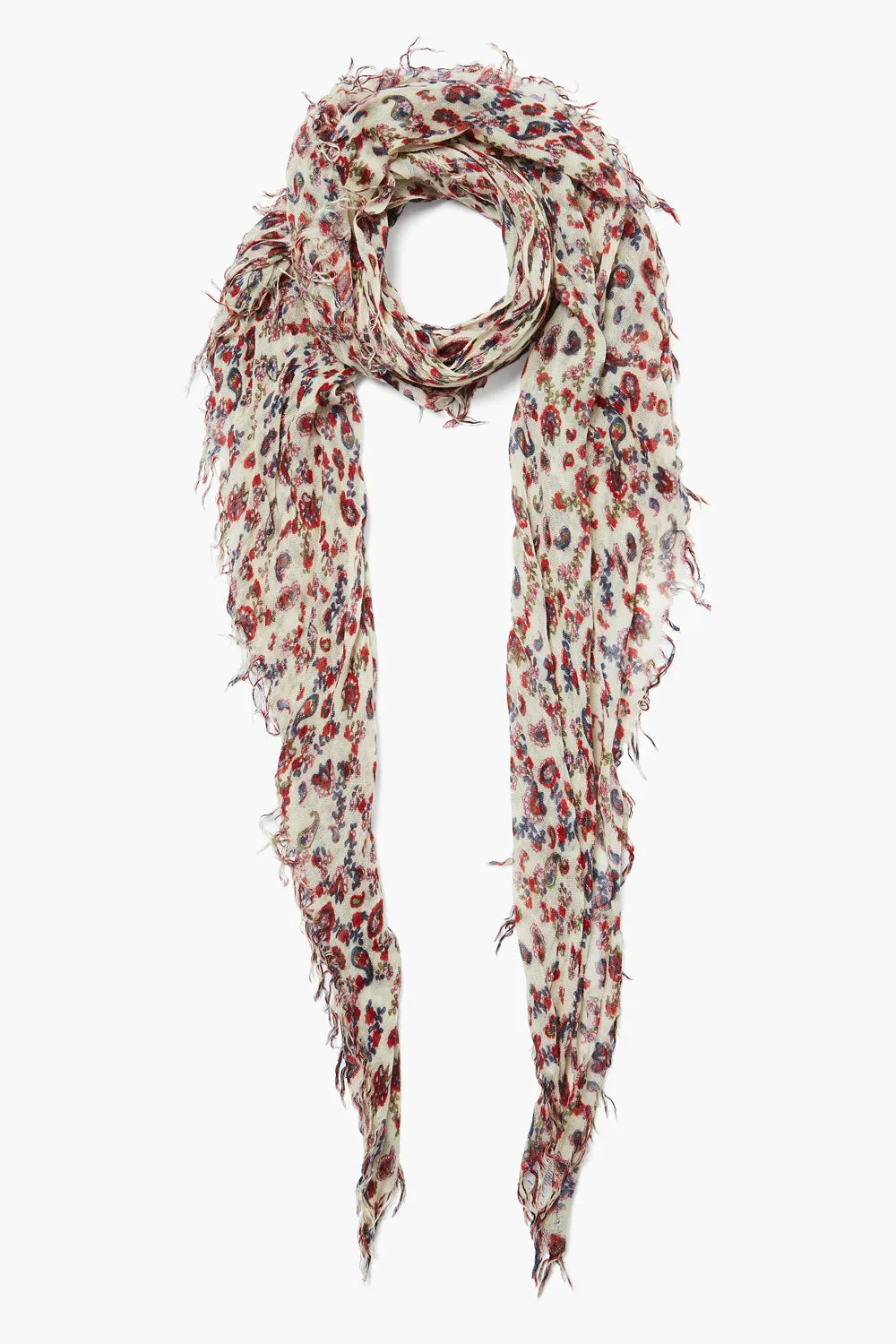 Paisley Cashmere and Silk Scarf in Cloud Cream