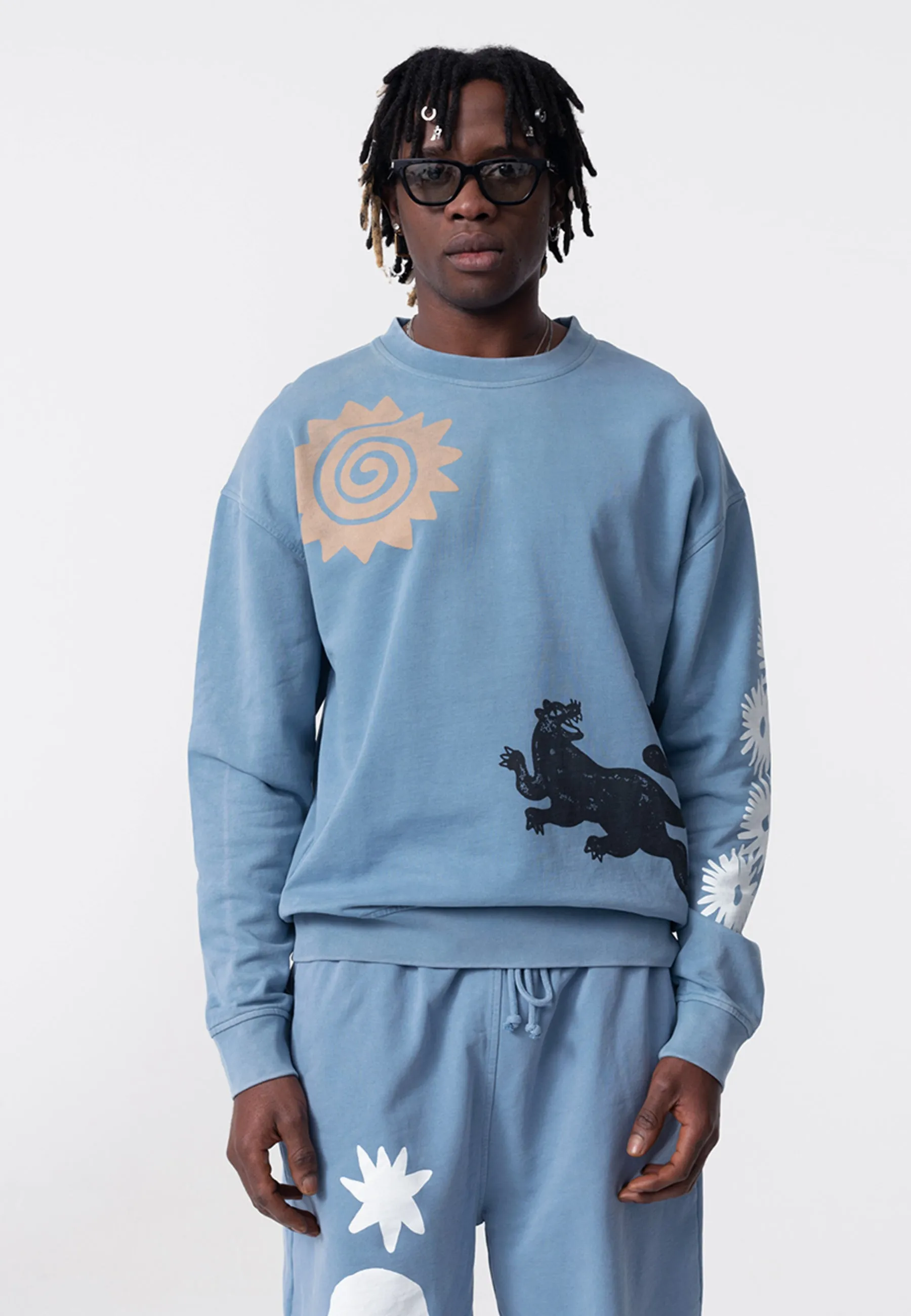 Pantherass Crew Neck Sweater - Washed Blue