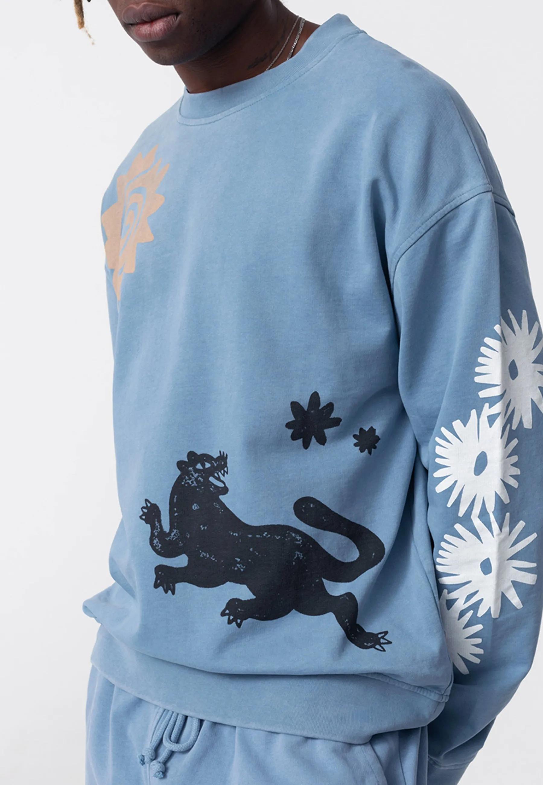 Pantherass Crew Neck Sweater - Washed Blue