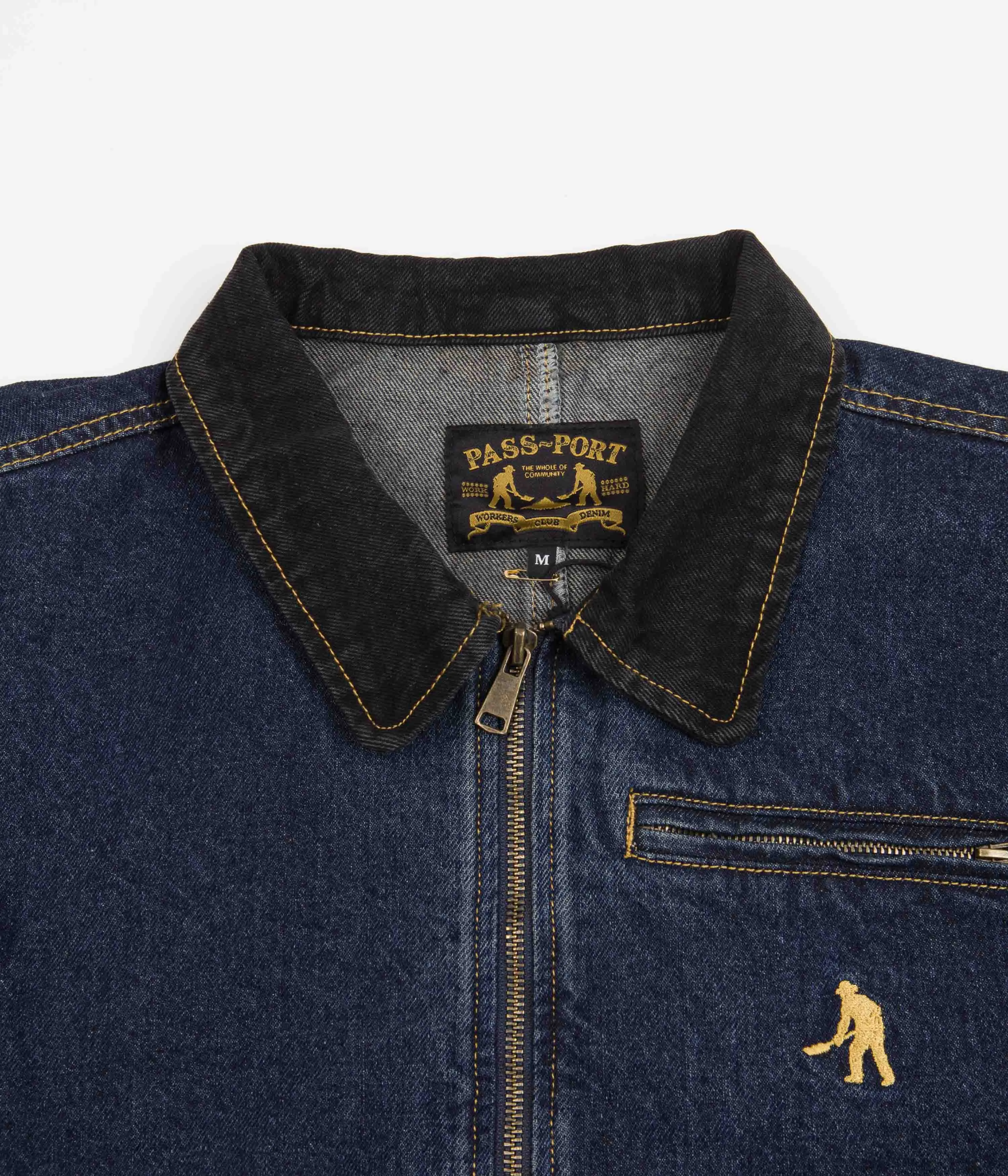 Pass Port Workers Club Denim Packers Jacket - Washed Dark Indigo