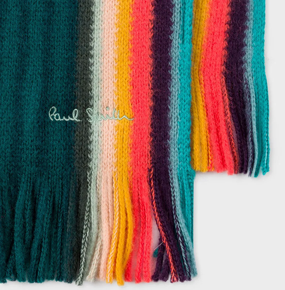 Paul Smith Women's Artist Stripe Merino Wool Scarf Dark Green