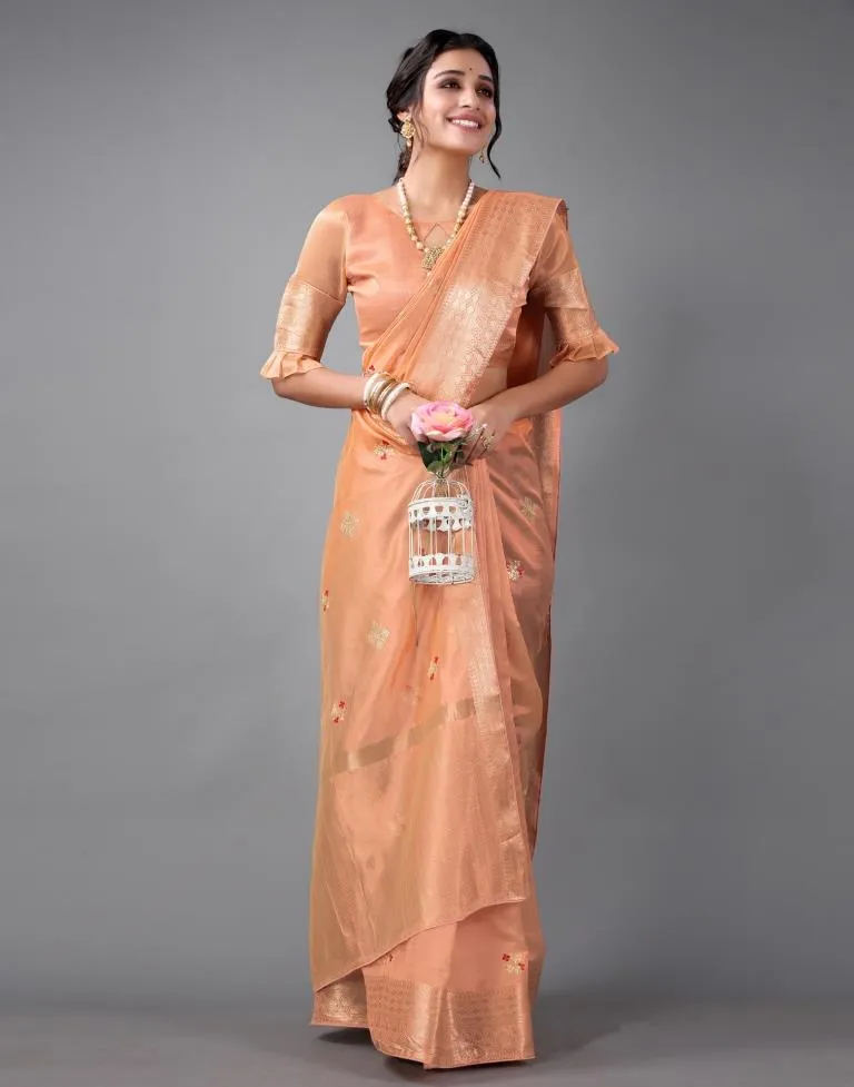 Peach Embroidery Saree