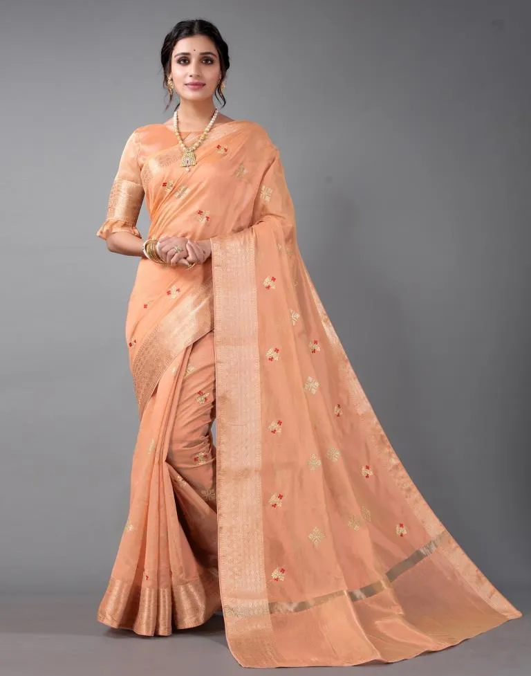 Peach Embroidery Saree