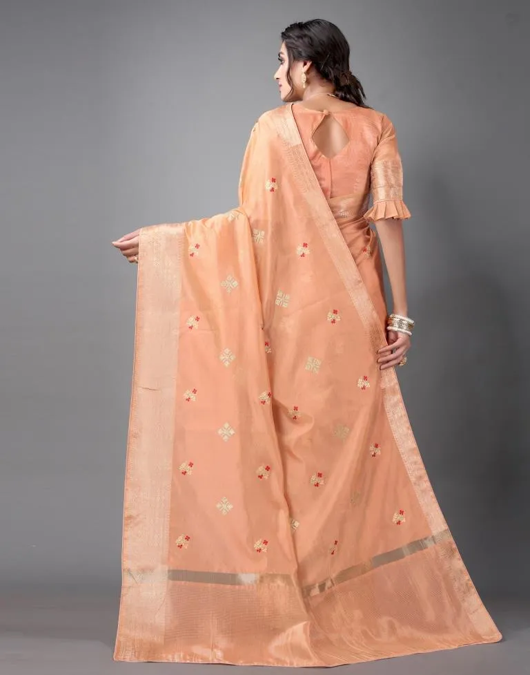 Peach Embroidery Saree