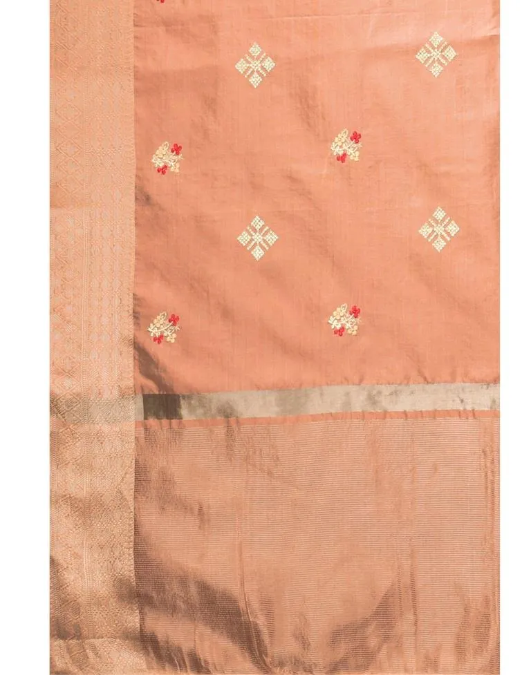 Peach Embroidery Saree