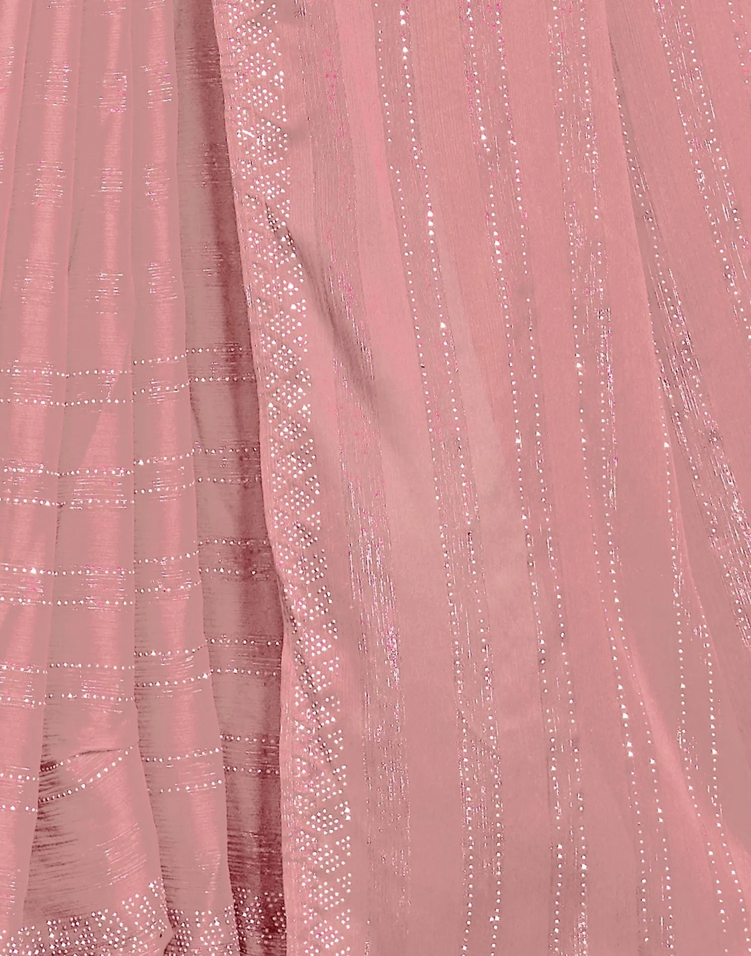 Peach Plain Chiffon Saree