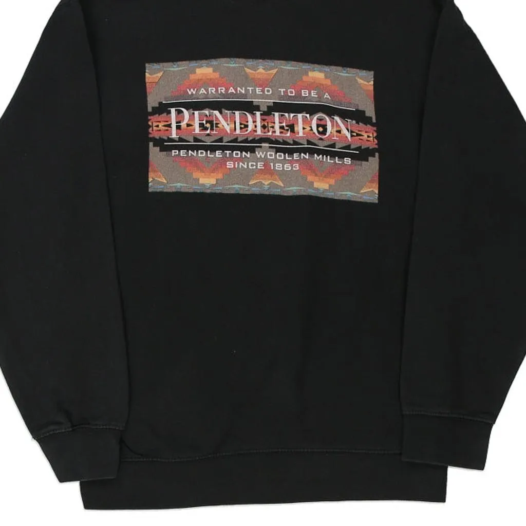 Pendleton Graphic Hoodie - Small Black Cotton Blend