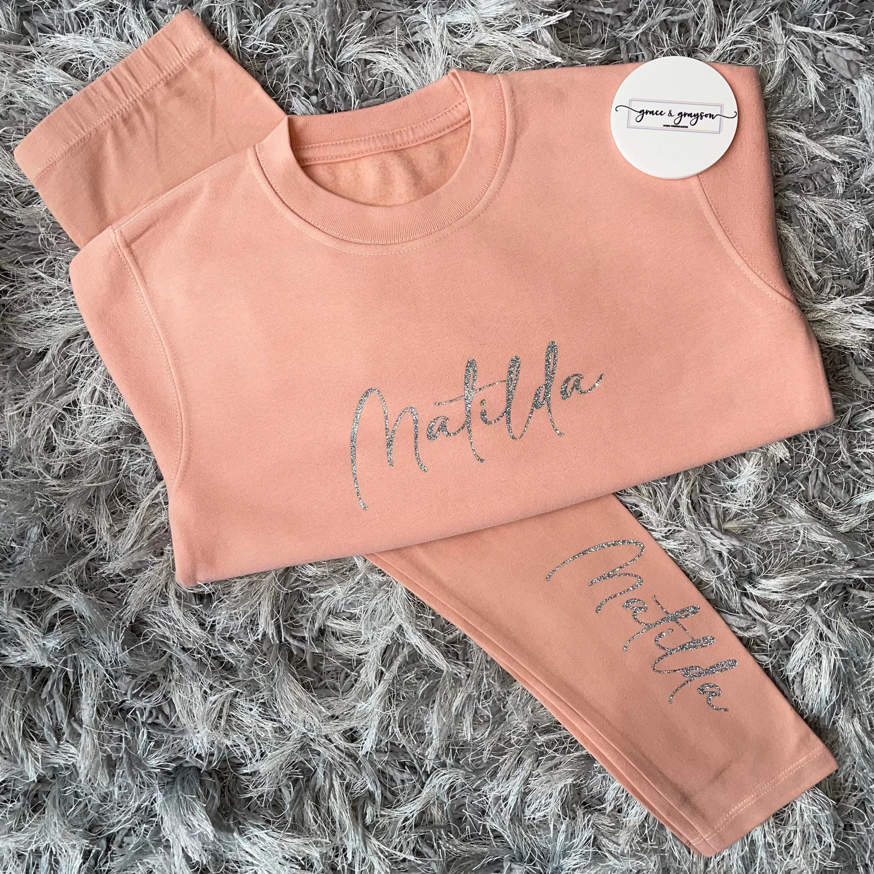 Personalised Dusty Pink Sweater & Leggings Set