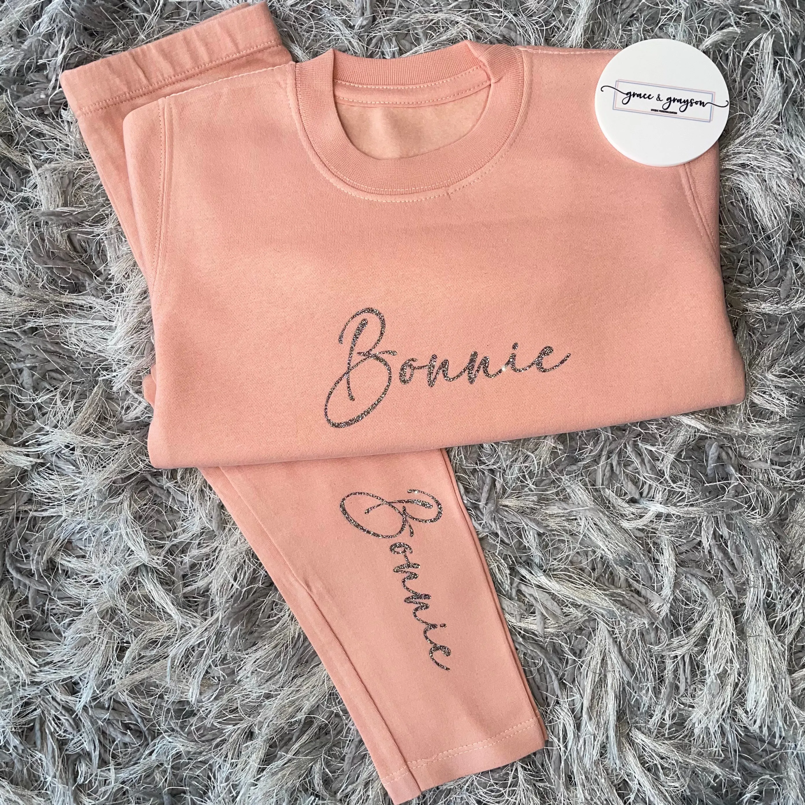 Personalised Dusty Pink Sweater & Leggings Set