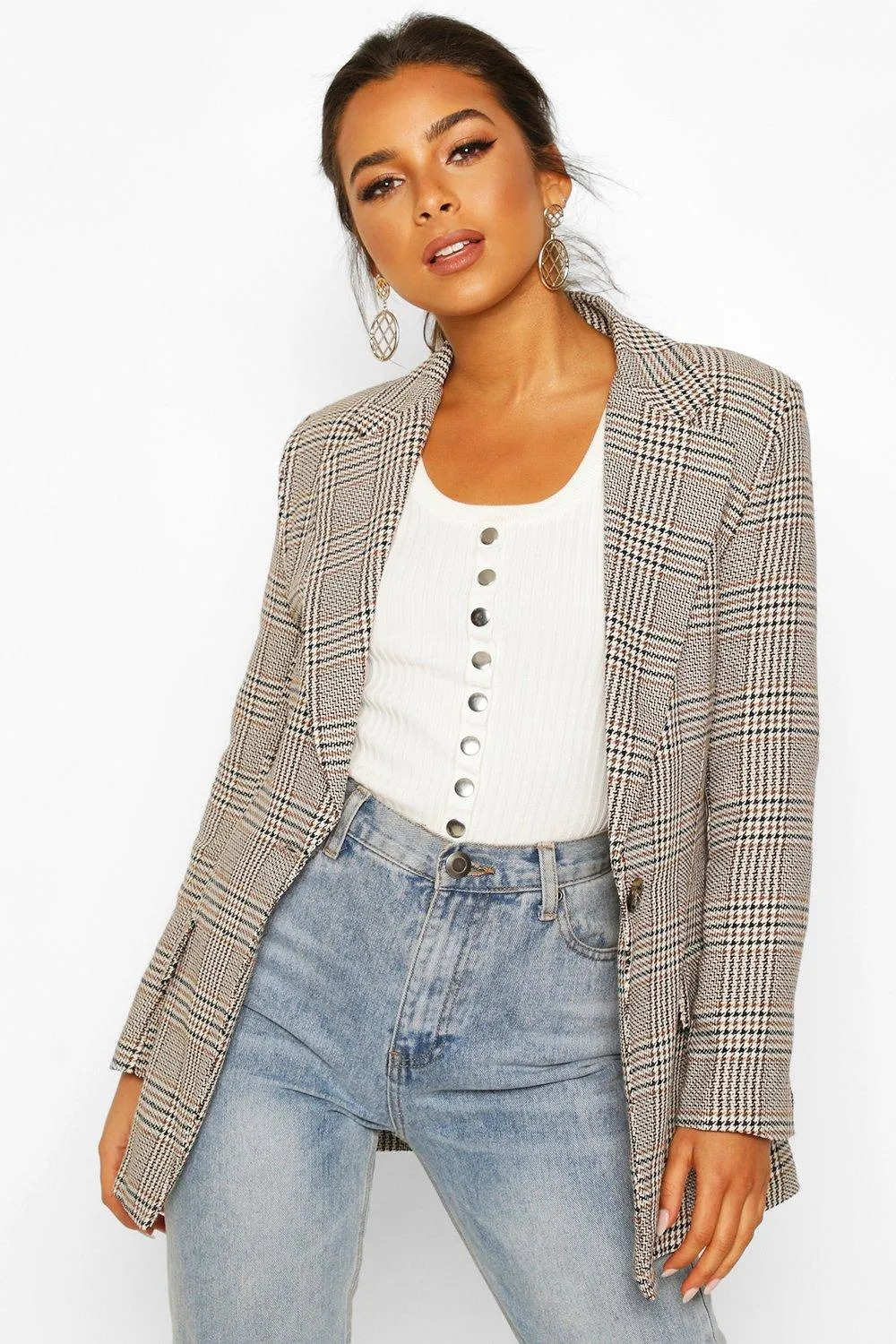 Petite Longline Flannel Blazer