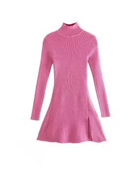 Pink Knit Turtleneck Mini Dress - Search Engine Optimization (SEO) Result: Pink Knit Turtleneck Mini Dress